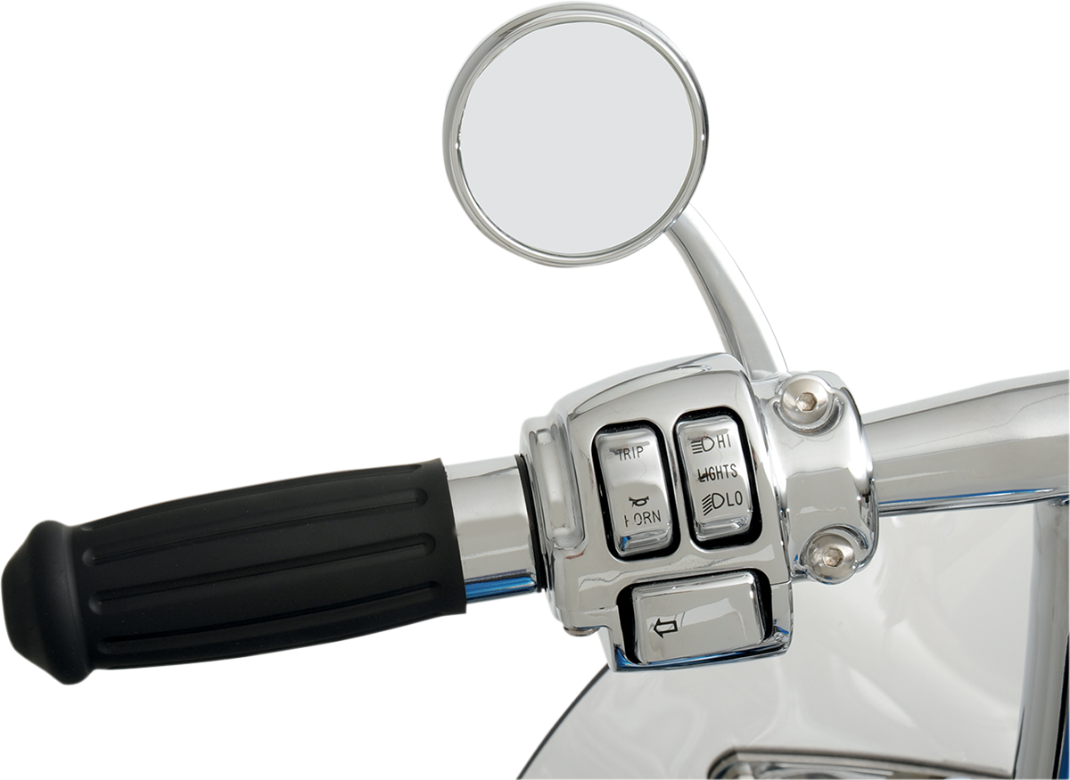 Todd's cycle Mirror - Shooter - Side View - Round - Chrome - Left - Each