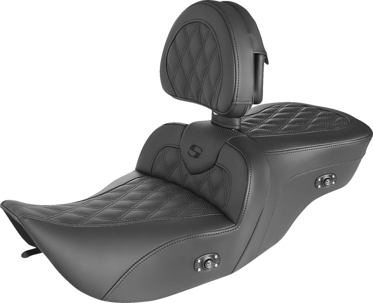 Saddlemen Roadsofa™ Seat - with Backrest - Full Lattice Stitch - Heated - '99-'07 FLH Harley Davidson