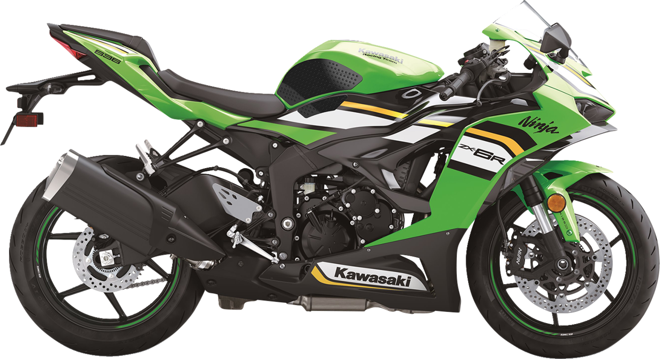 Stompgrip Traction Pad Tank Grips - Icon - Black - Ninja ZX-6R 2009-2012 Kawasaki ZX600 Ninja ZX-6R / 2013-2025 Kawasaki ZX636 Ninja ZX-6R