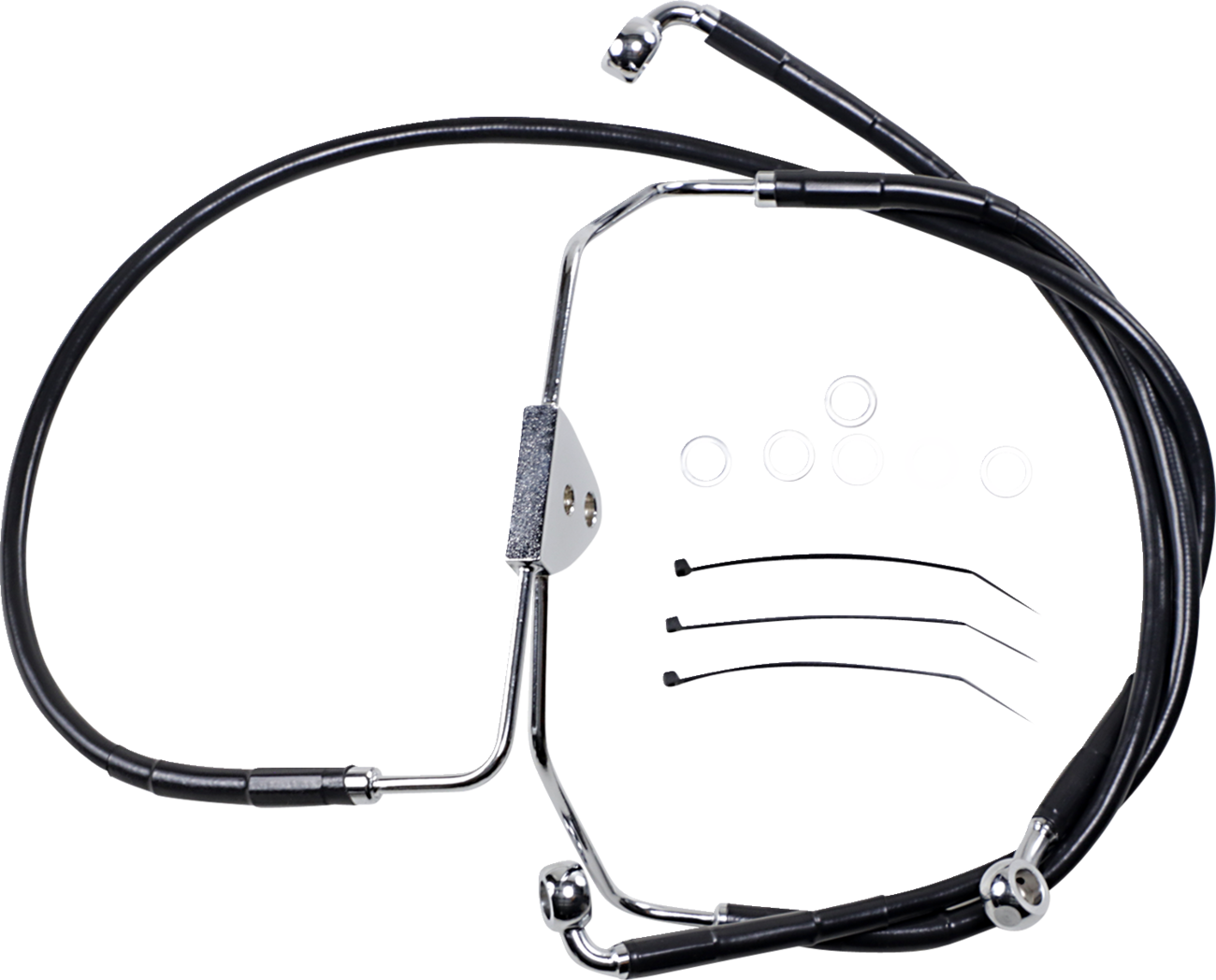 Drag specialties Brake Line - Front - Black - +4" Harley Davidson