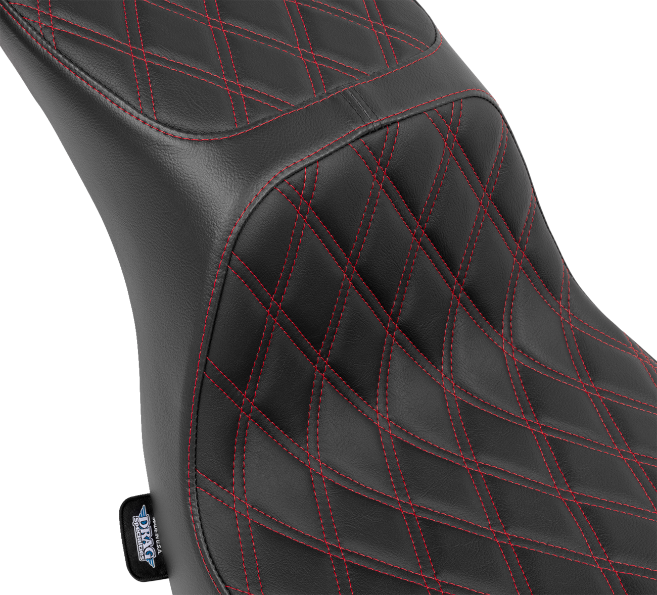 Drag specialties seats Predator 2-Up Seat - Vinyl - Double Diamond - Red Stitching - FLSB/FXLRS '18-'24 Harley Davidson