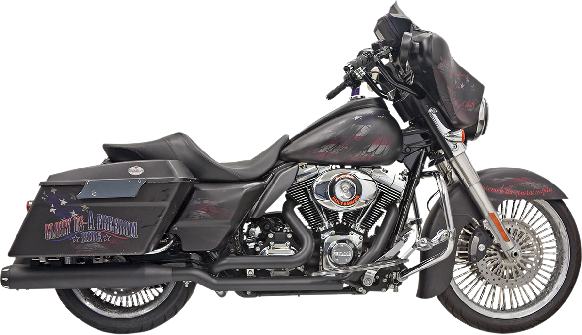 Bassani Black True Dual Down Under Exhaust 2009-2016 Harley Touring FLHR FLHX