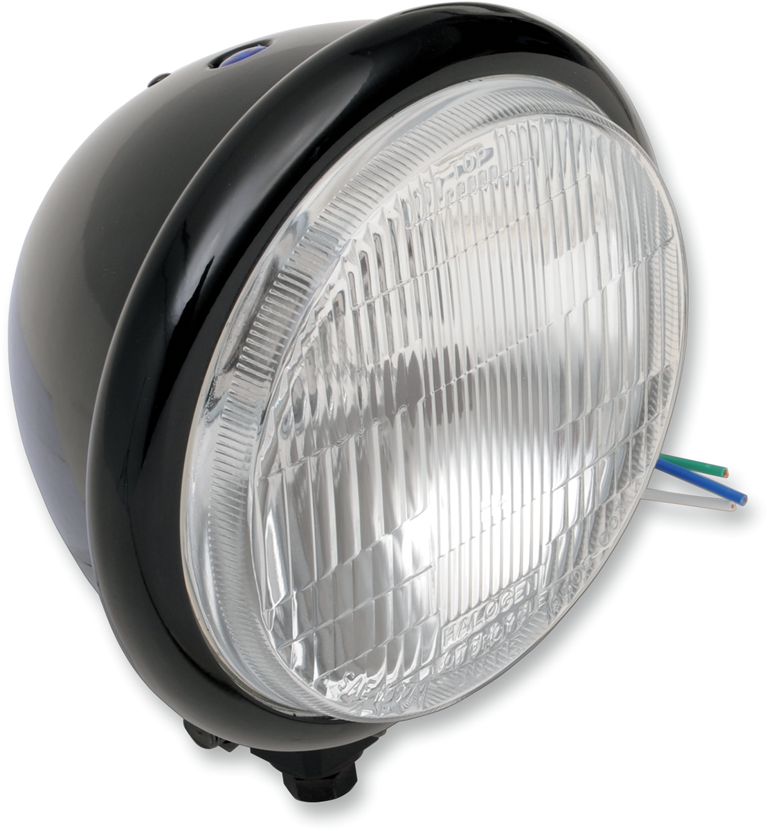 Drag specialties Bottom Mount H4 Headlight - 5-3/4" - Black