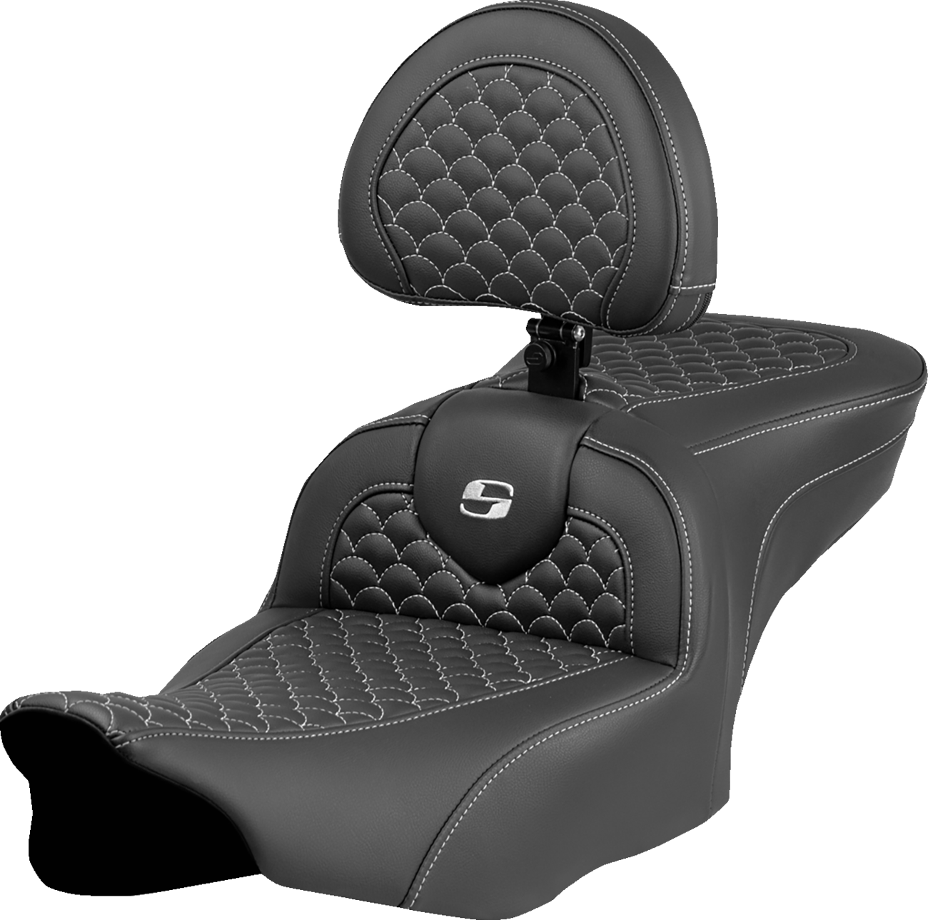 Saddlemen Roadsofa™ Seat - Dragon Scale Stitch - Silver Stitch - w/ Backrest - FLTR/FLHX '23-'24 Harley Davidson