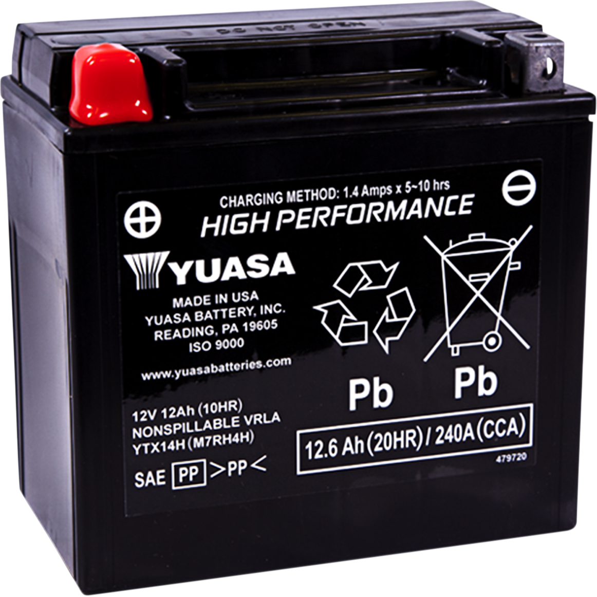 Yuasa YTX14H Factory Activated AGM High Performance Battery