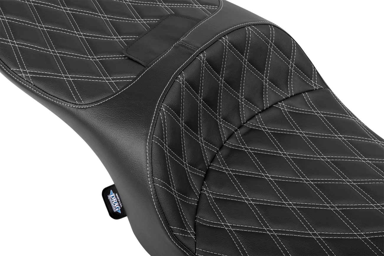 Drag specialties seats Freedom Seat - Black - Vinyl - Silver Double Diamond Stitch - FLT/FLH '23-'25 Harley Davidson