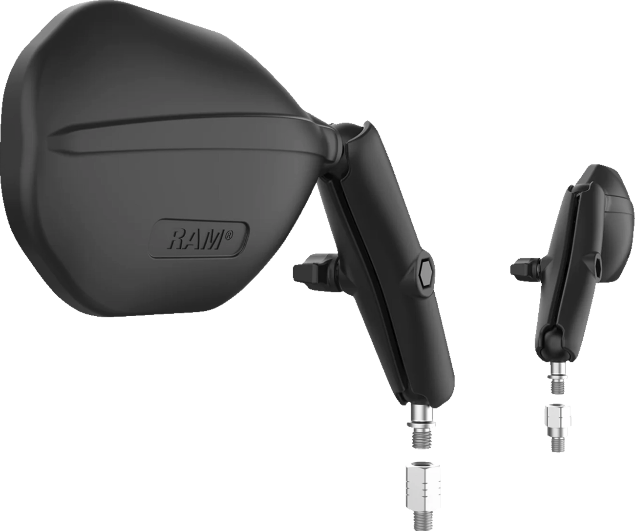 RAM MOUNTS Tough-Mirror™ Kit with M10-1.25 Bases/Reverse Adapter - Long Arm