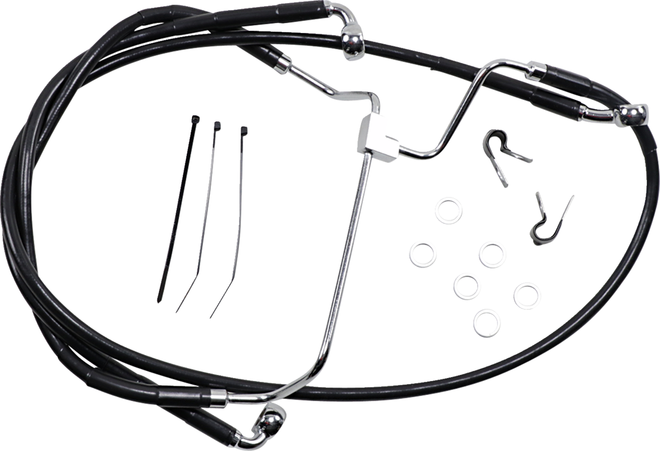 Drag specialties Brake Line - Front - Black - +10" Harley Davidson