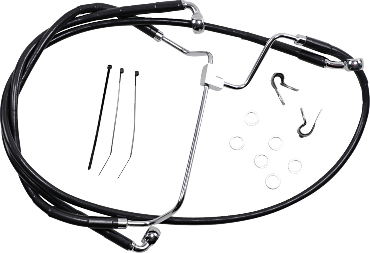 Drag specialties Brake Line - Front - Black - +10" Harley Davidson