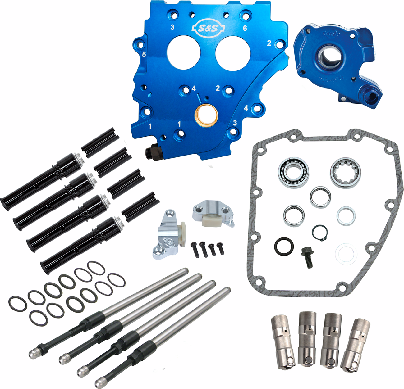 S&s cycle Cam Chest Kit without Cams - Chain Drive - Black Pushrods - Twin Cam Harley Davidson