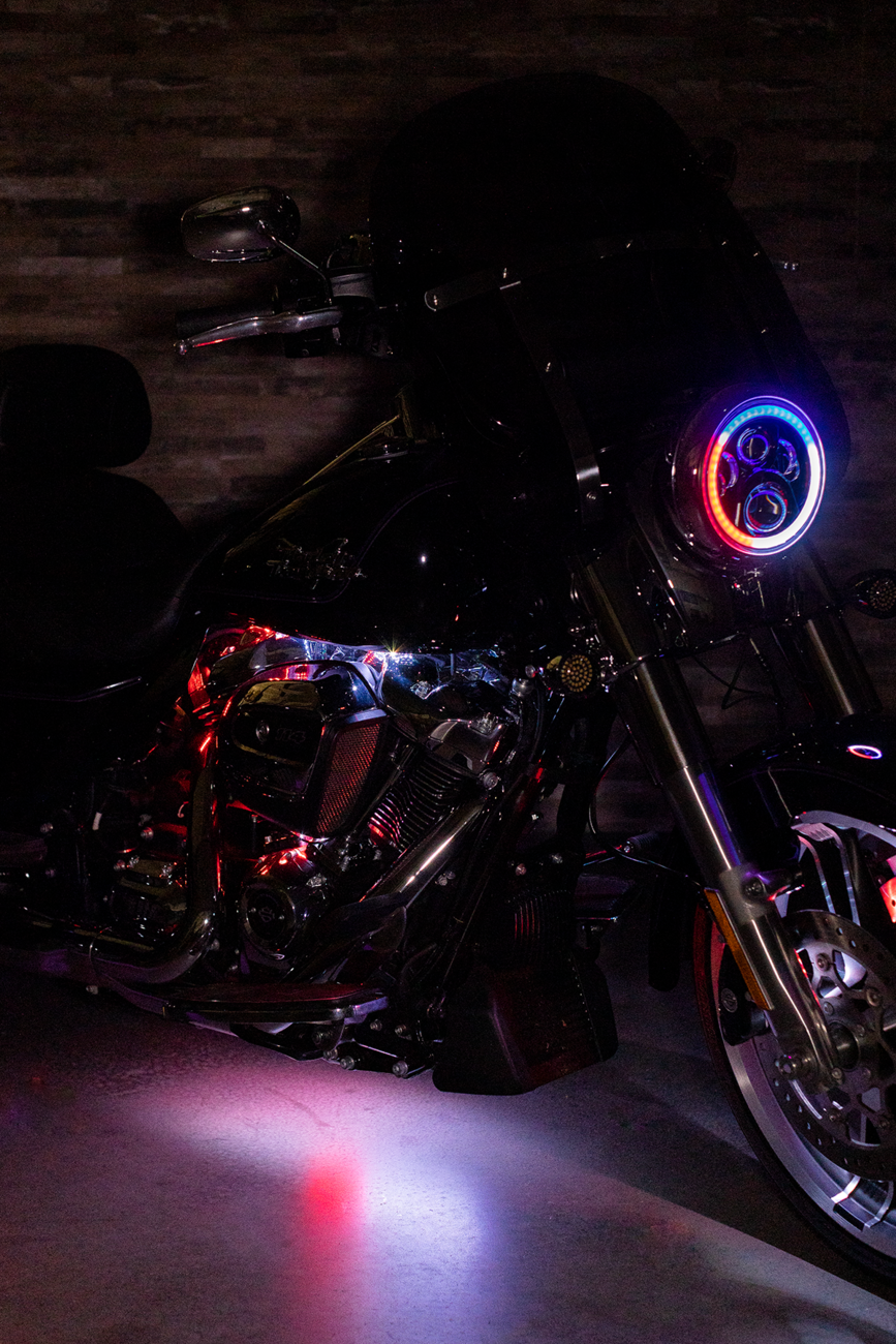 Custom Dynamics ProGLow 7" LED Headlamp For Harley Softail / Touring 1986-2025