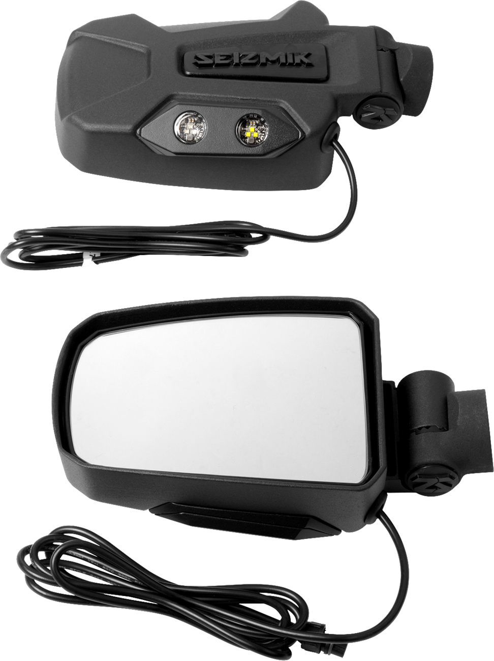Seizmik Mirrors - Pursuit Night Vision - Side View - Rectangle - Black - 1.75" ROPS - Pair