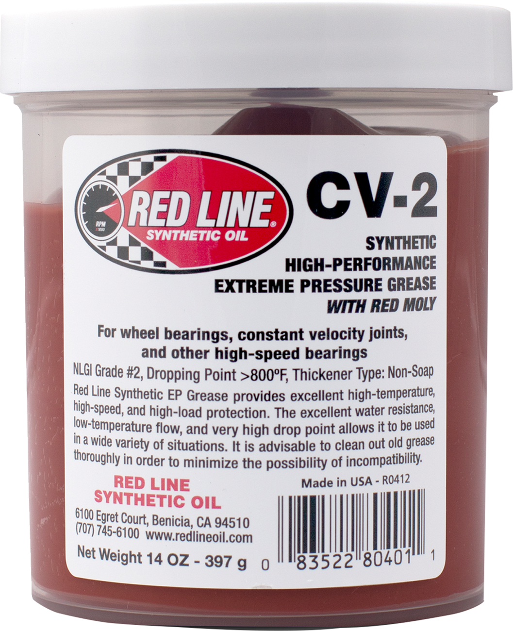 RED LINE SYNTHETIC OIL CV-2 Grease with Moly