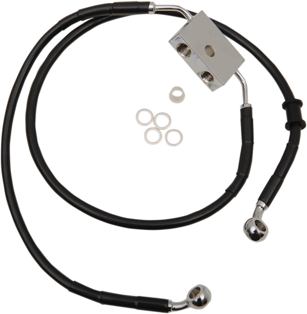 Drag specialties Brake Line - Front - +4" - Black - XL 2014-2019 Harley Davidson XL883L SuperLow / 2014-2017 Harley Davidson XL1200T SuperLow 1200T