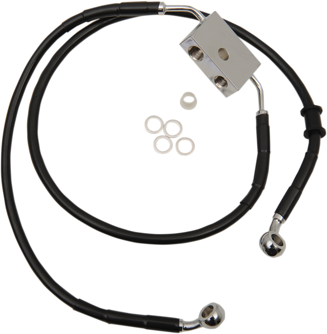 Drag specialties Brake Line - Front - +6" - Black - XL 2014-2019 Harley Davidson XL883L SuperLow / 2014-2017 Harley Davidson XL1200T SuperLow 1200T