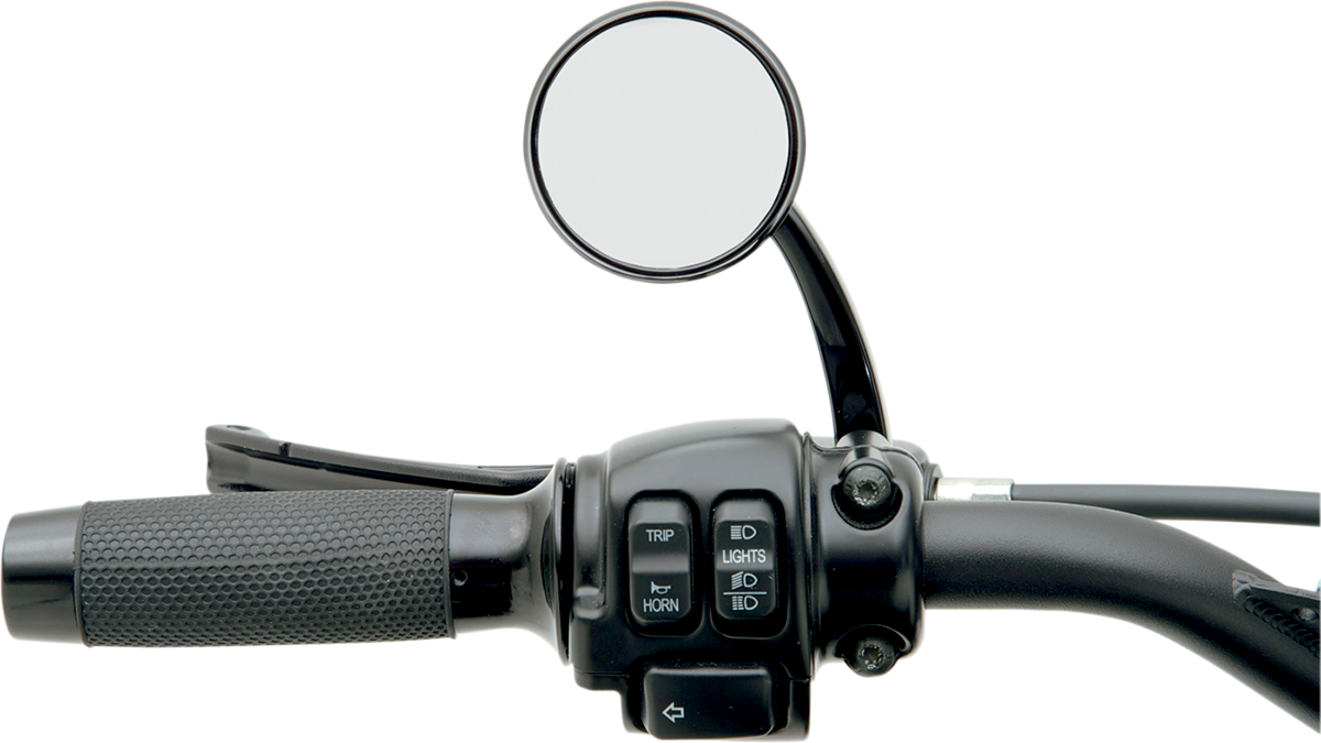 Todd's cycle Mirror - Shooter - Side View - Round - Black - Left - Each