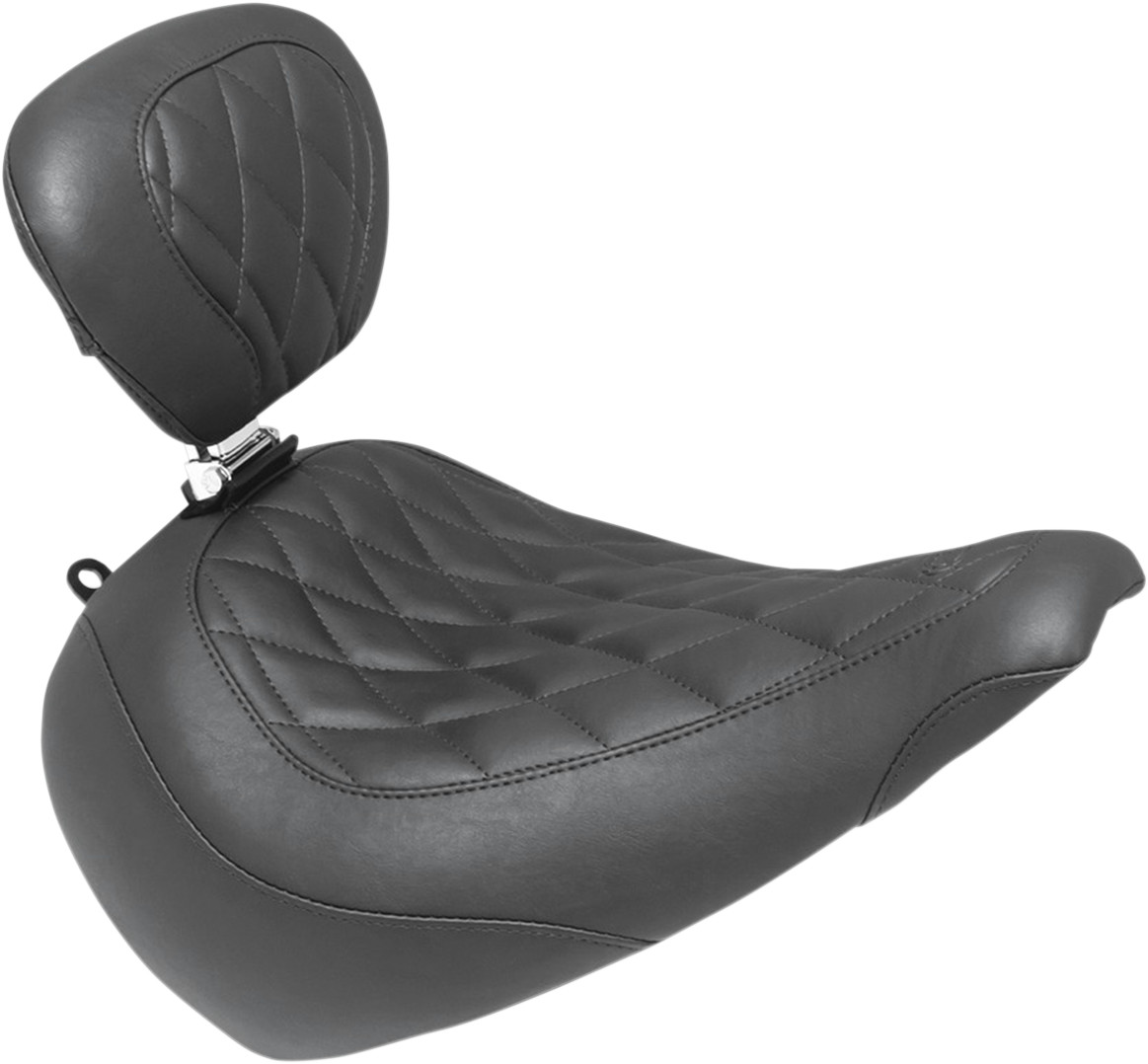 Mustang Wide Tripper™ Seat - with Driver's Backrest - Diamond Stitching 2018-2021 Harley Davidson FLFBS Fat Boy 114 / 2018-2019 Harley Davidson FLFB Fat Boy 107