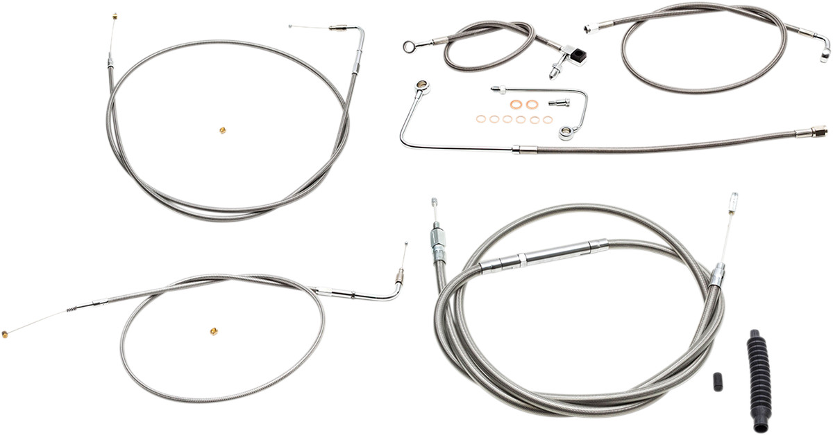 La choppers Standard Stainless Braided Handlebar Cable/Brake Line Kit - 18"-20" Ape Hangers - '15-'17 FLS Harley Davidson