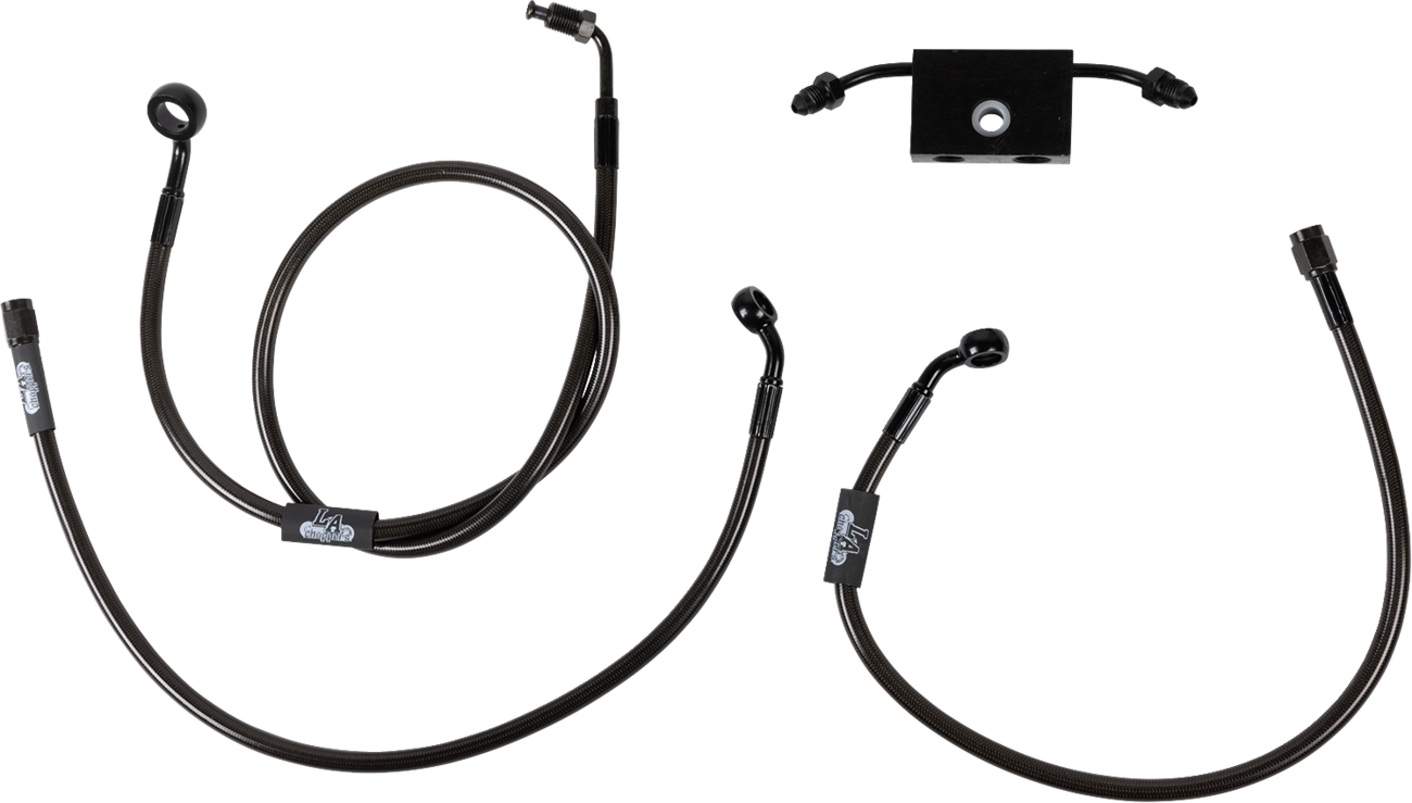 LA CHOPPERS Midnight Braided Brake Line Kit
