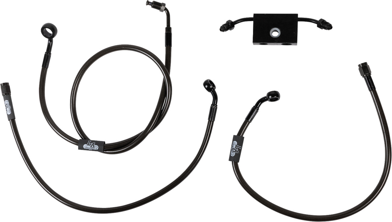 LA CHOPPERS Midnight Braided Brake Line Kit