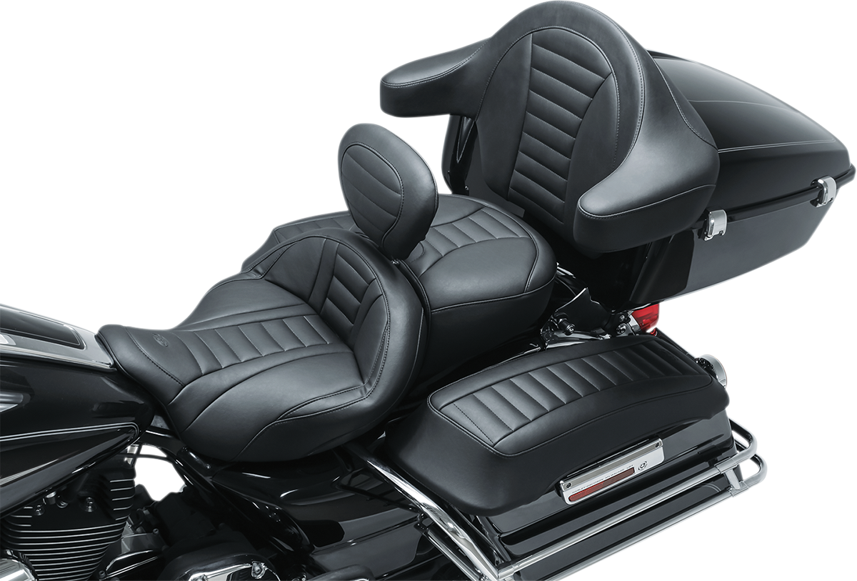 Mustang Driver Backrest Super Touring Deluxe Seat For Harley Touring 2008-2025
