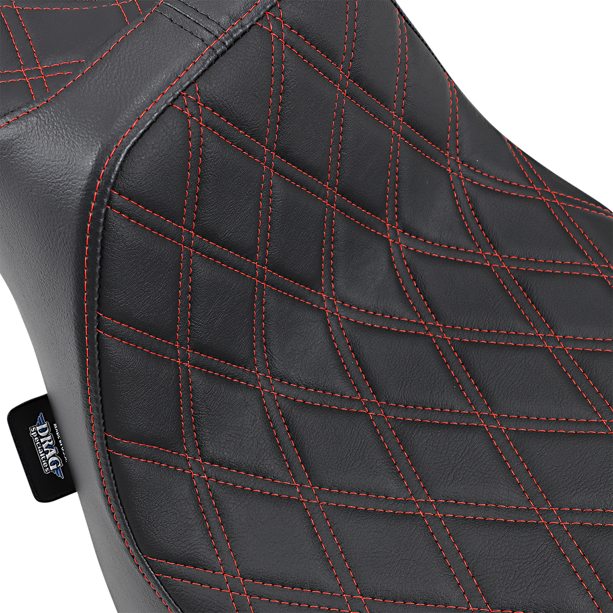 Drag specialties seats Predator III Seat - Double Diamond - Red Stitched - FXFB/S '18-'22 2018-2021 Harley Davidson FXFBS Fat Bob 114 / 2018-2019 Harley Davidson FXFB Fat Bob 107 / 2022-2022 Harley Davidson FXBBS Street Bob 114