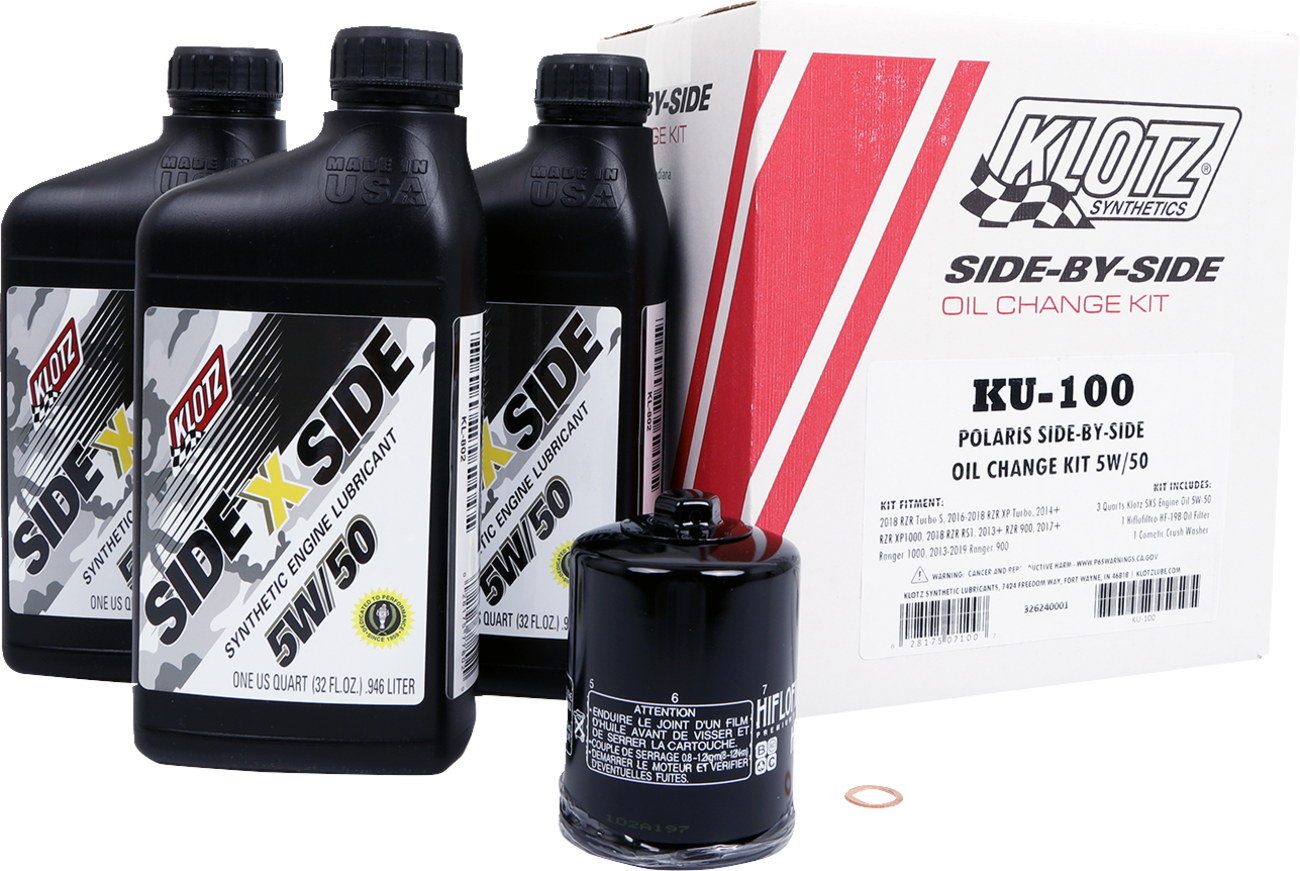 Klotz Side By Side Oil Change Kit With Oil Filter Polaris Ranger / RZR / Turbo 2013-2025