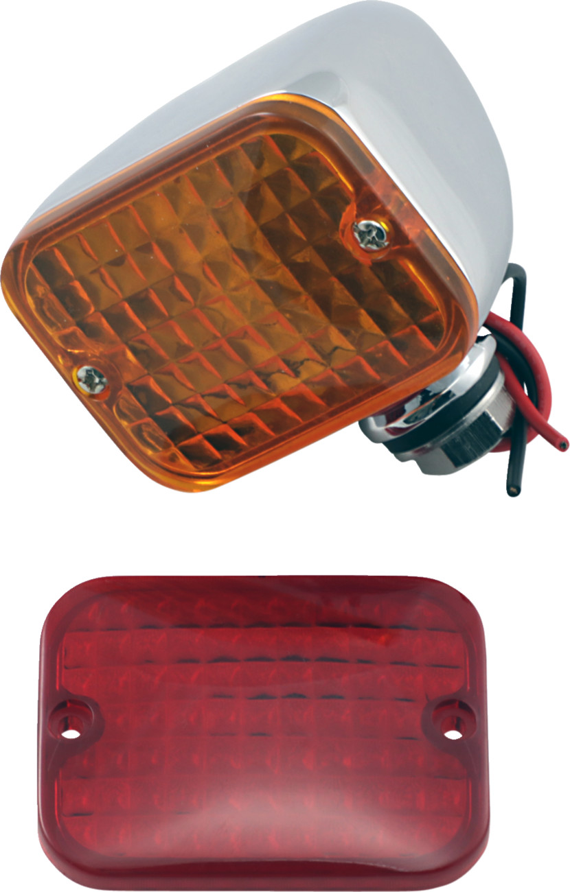 Drag specialties Rectangular Market Light - Dual Filament - Amber/Red