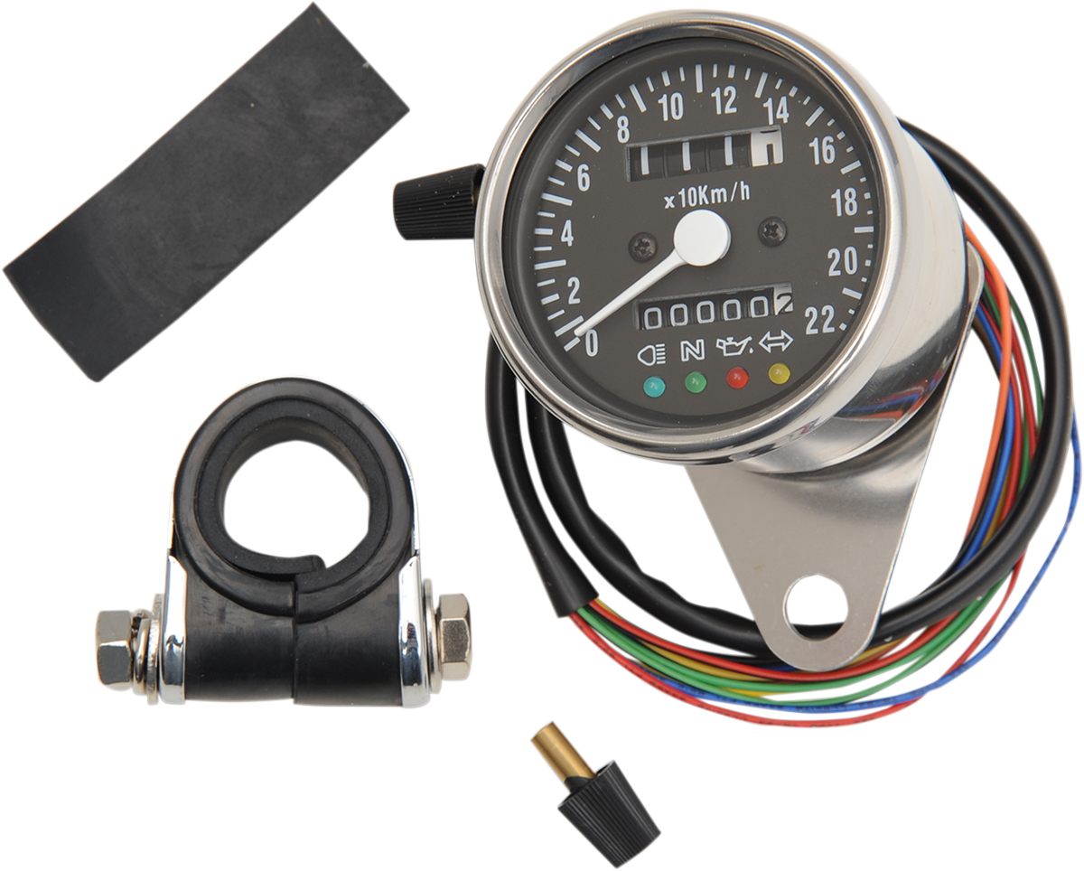 Drag Specialties 2.4" Mini Mechanical Speedometer with LED Indicators