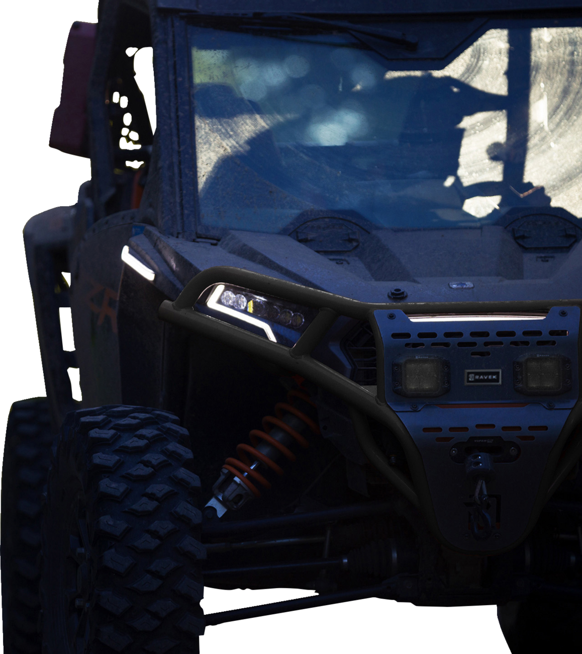 Ravek Front Bumper/Skid Plate with White Lights - Black - RZR XP 1000 2024-2025 Polaris RZR XP 1000 Premium / 2024-2025 Polaris RZR XP 1000 Sport / 2024-2025 Polaris RZR XP 1000 Ultimate