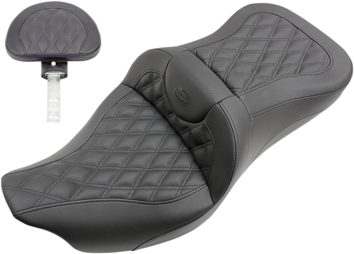 Saddlemen Roadsofa LS Lattice Stitch 2-Up Seat For Harley Touring 2008-2025