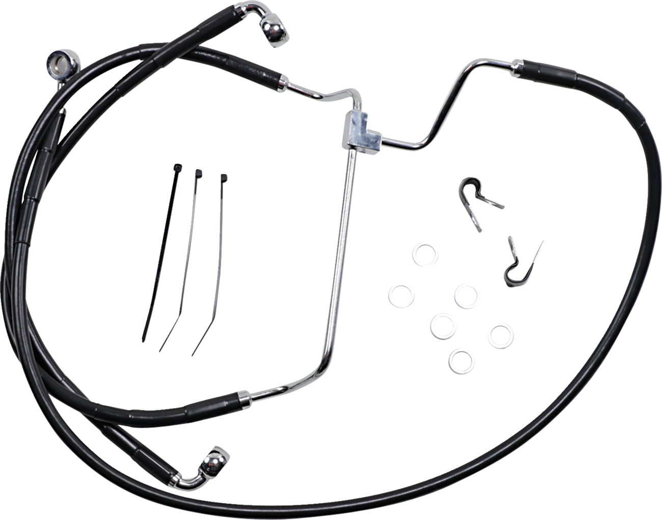Drag specialties Brake Line - Front - Black - +4" Harley Davidson