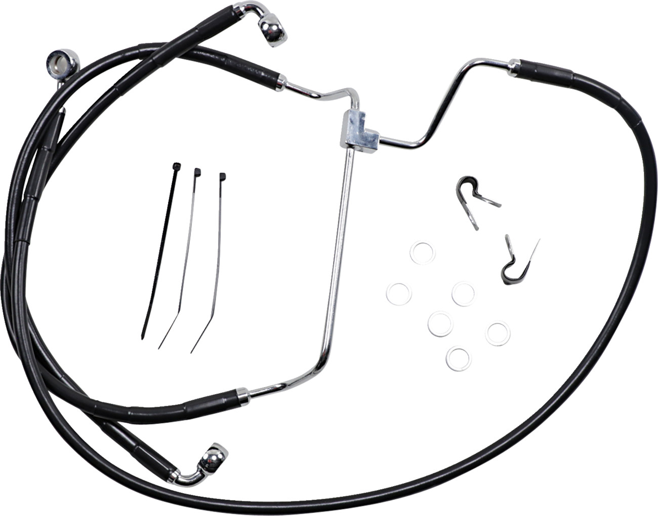 Drag specialties Brake Line - Front - Black - +4" Harley Davidson