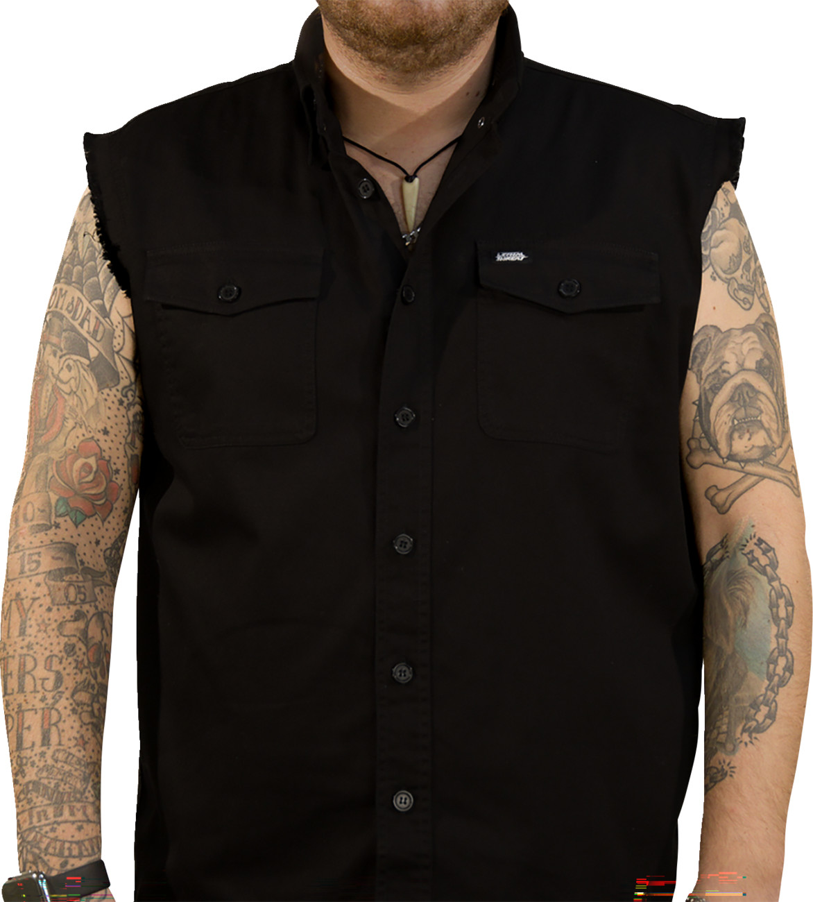 LETHAL THREAT No Regrets Printed Sleeveless Button Down Shirt