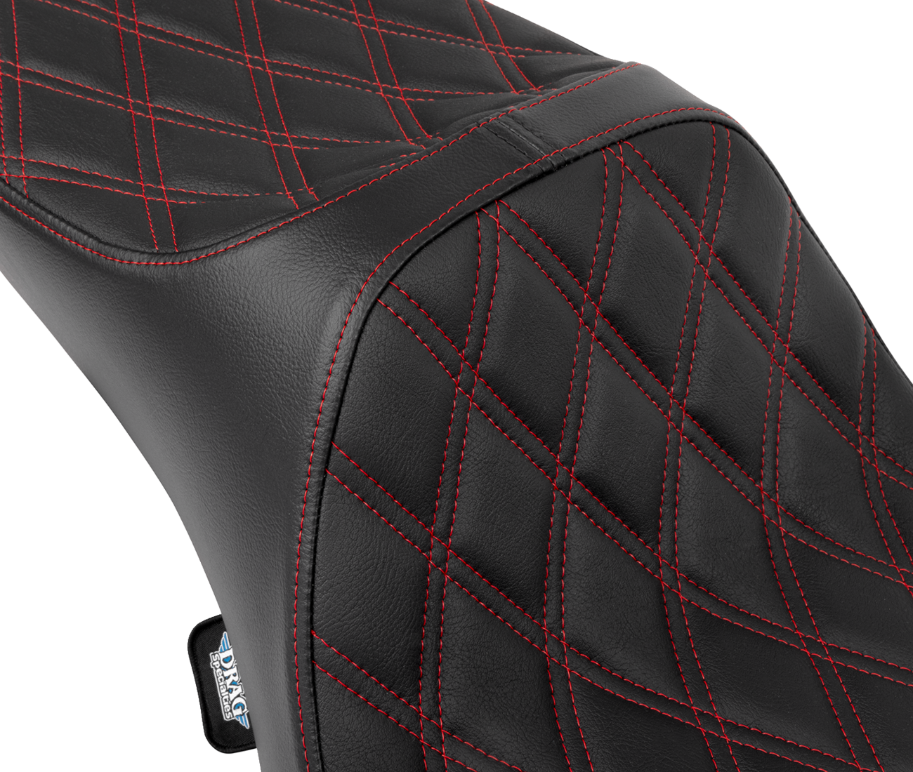 Drag specialties seats Predator III Seat - Extended Reach - Double Diamnd - Red Stitching - FLH/FLT '08-'24 Harley Davidson