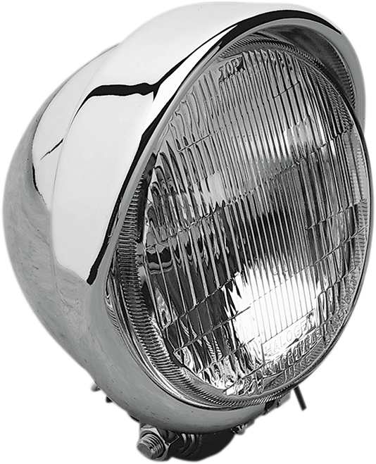 Drag specialties Headlight with Visor- H-4 - 5-3/4" - Chrome