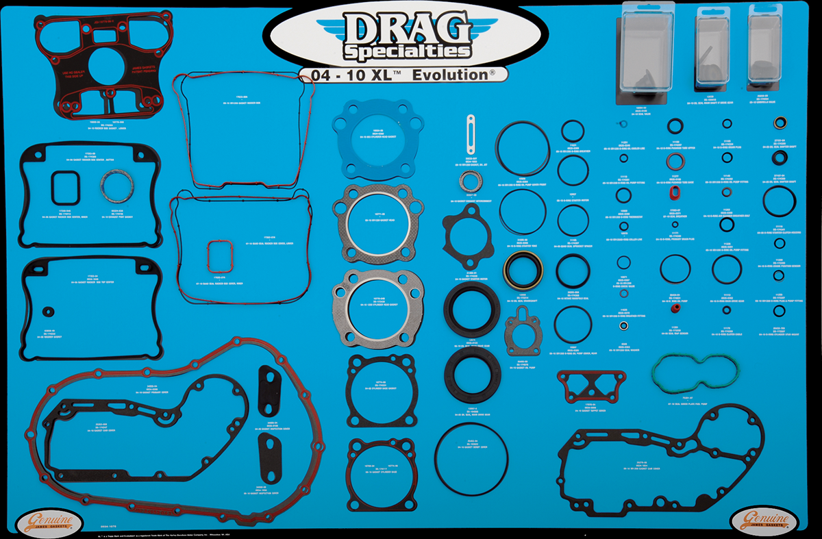 Drag Specialties Gasket, Seal and O-Ring Display for 04-15 Xl Evolution Motors