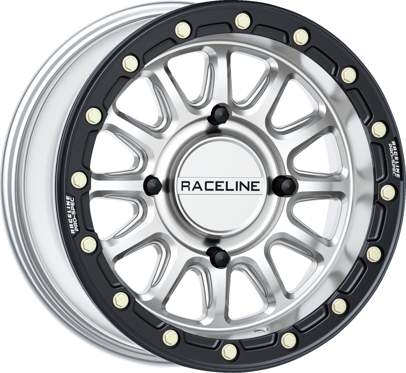 Raceline wheels Wheel - Alpha - Front/Rear - Hyper Silver/with Black Ring - 15x7 - 4/156 - +10 mm Arctic Cat/Kawasaki/Polaris/Yamaha/Textron