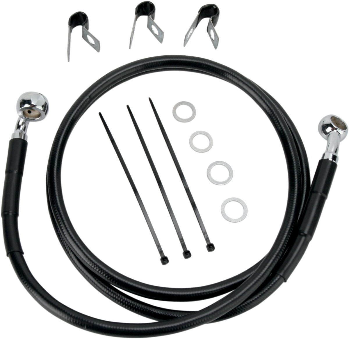Drag specialties Brake Line - Front - Black - +10" - '00-'07 FLST Harley Davidson