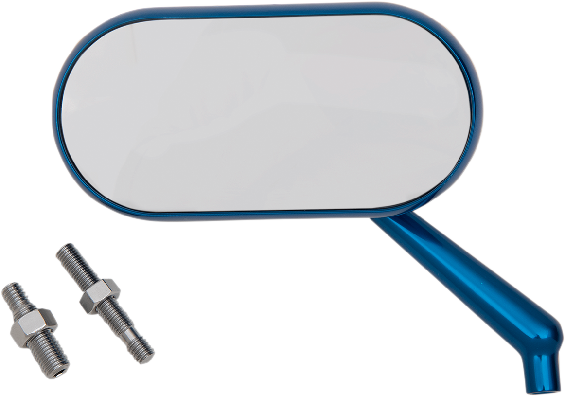 Arlen Ness Blue Oval Convex Side View Screw in Left Side Single Handlebar Mirror