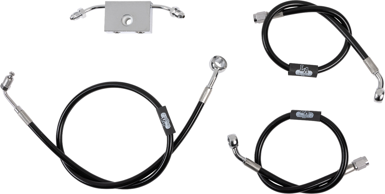LA CHOPPERS Black Braided Brake Line Kit