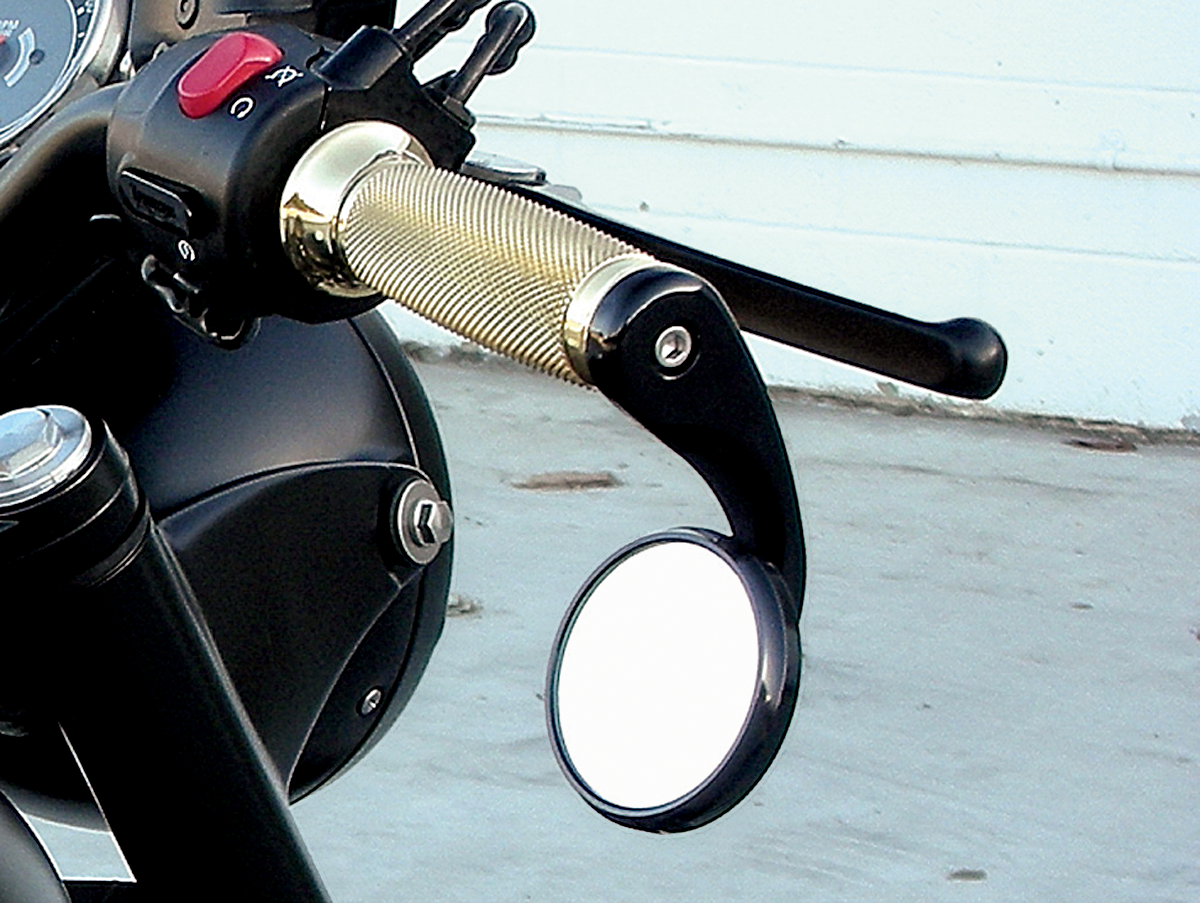 Todd's cycle Mirror - Shooter - Side View - Round - Black - Right