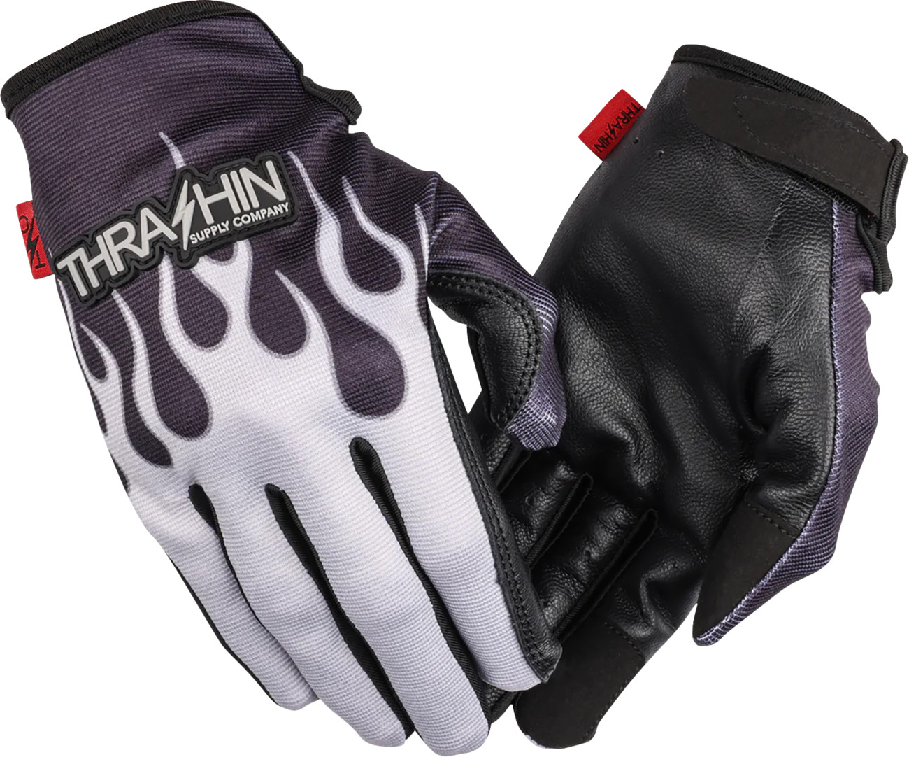 Thrashin Supply Co Stealth Leather Palm Flame Gloves