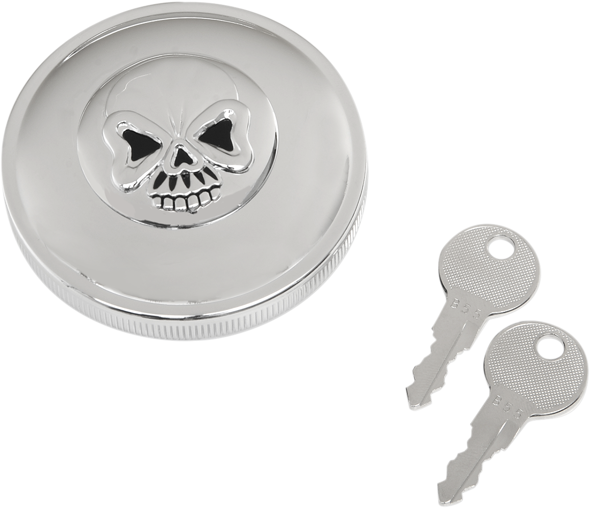 Drag specialties Locking Gas Cap - Skull - Non-Vented - Chrome Harley Davidson