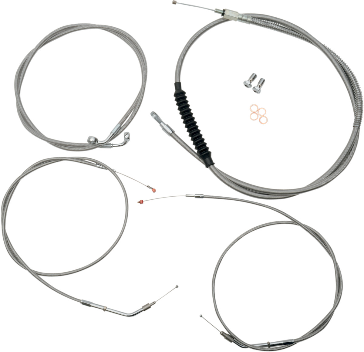 La choppers Standard Stainless Braided Handlebar Cable/Brake Line Kit - Mini Ape Hangers - '04-'06 Sportster Harley Davidson