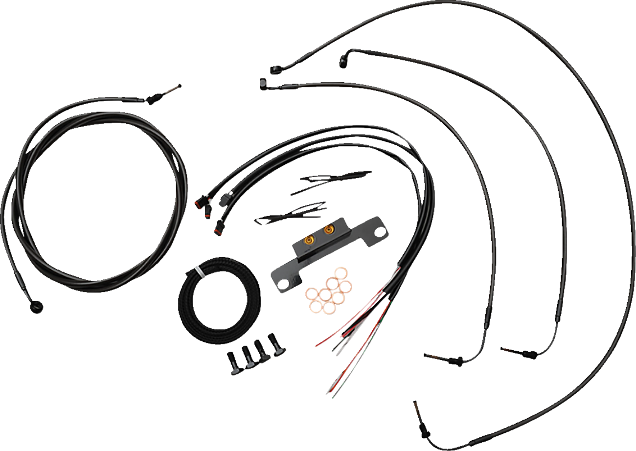 LA CHOPPERS Complete Midnight Braided Handlebar Cable/Brake Line Kit — Standard