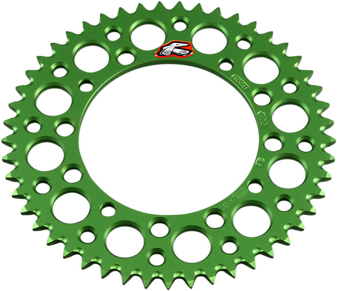 Renthal Rear Sprocket - Aluminum - 49 Tooth - Green - Kawasaki 49T