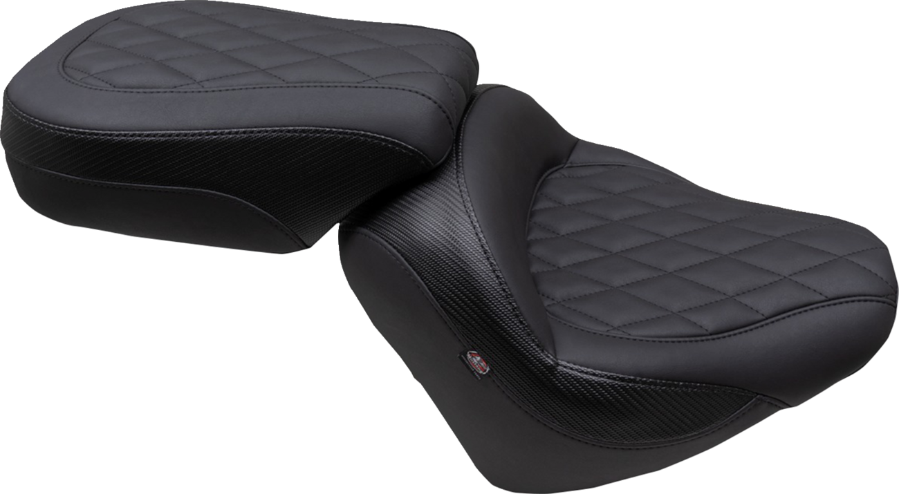 Mustang Solo Touring Seat - w/o Driver Backrest - Black - Diamond Stitch - Chief '22-'23 Indian