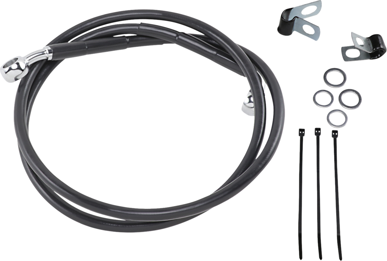 Drag specialties Brake Line - Front - Black - +2" Harley Davidson