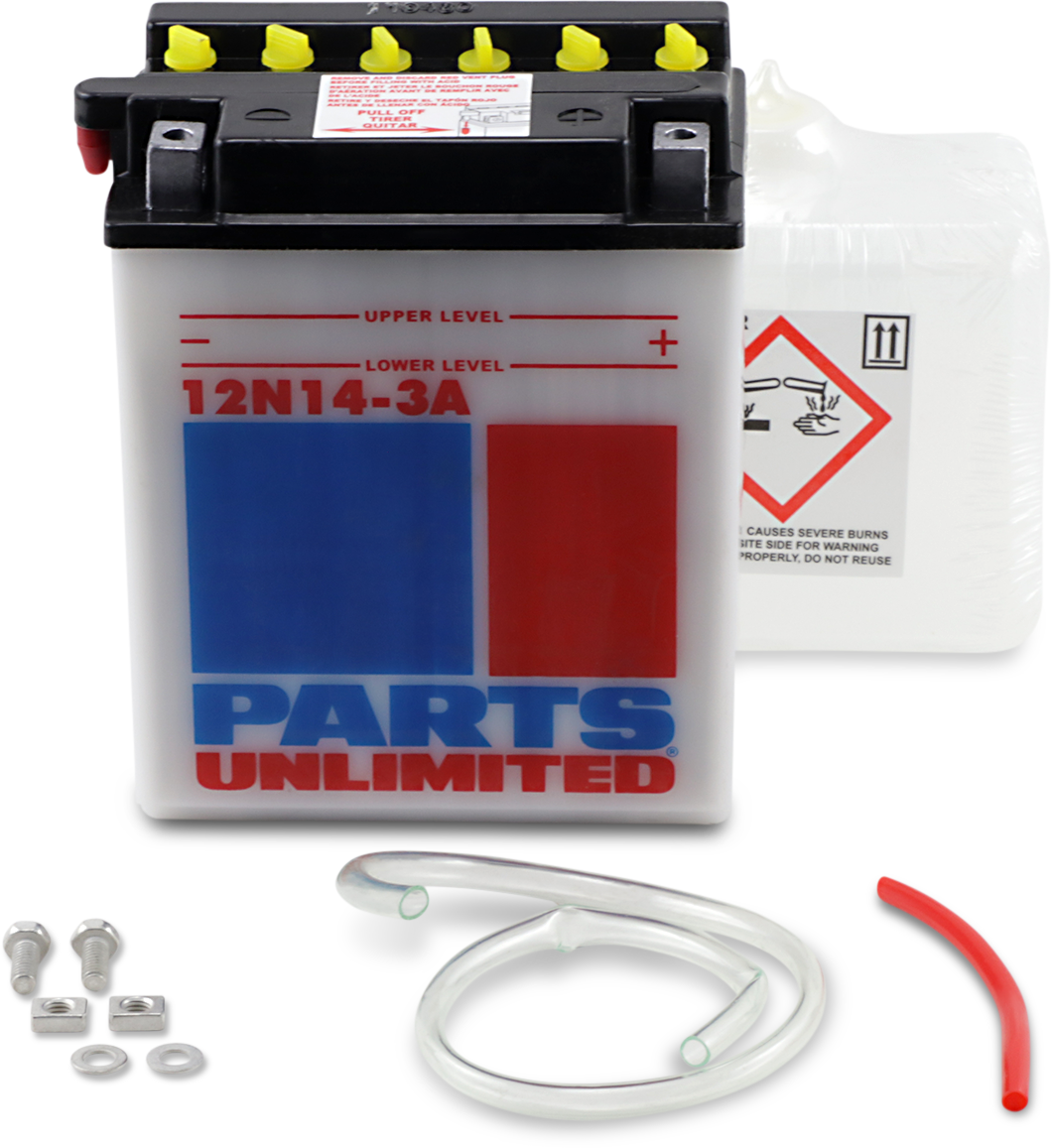 Parts unlimited Battery - 12N14-3A Aprilia/Ducati/Kawasaki/Yamaha/Arctic Cat/Honda/Triumph/Moto Guzzi